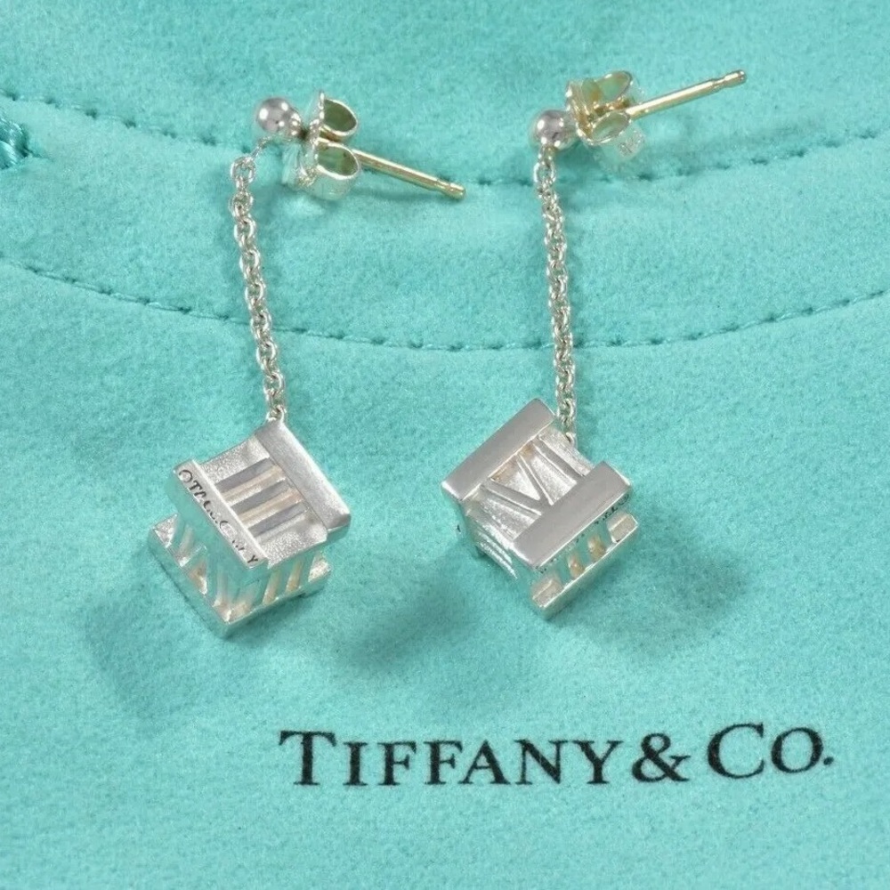 Tiffany & co Roman numeral cube earrings RARE